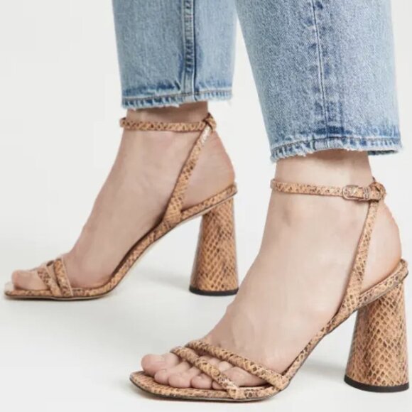 NEW Sam Edelman form Shopbop Kia Snake Embossed Leather Strappy Heeled Sandal - Picture 1 of 7